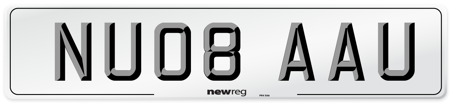 NU08 AAU Number Plate from New Reg